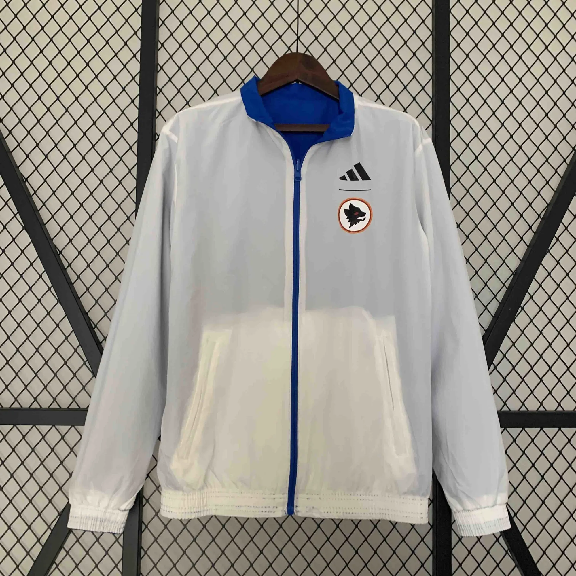 23-24 Roma Reversible Windbreaker White&Blue Double-Sides Jacket Soccer Jerseys For Sale 2