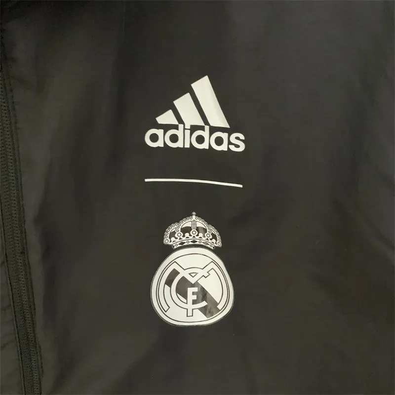 23-24 Real Madrid Trench Coat Reversible Dragon Windbreaker Black 12