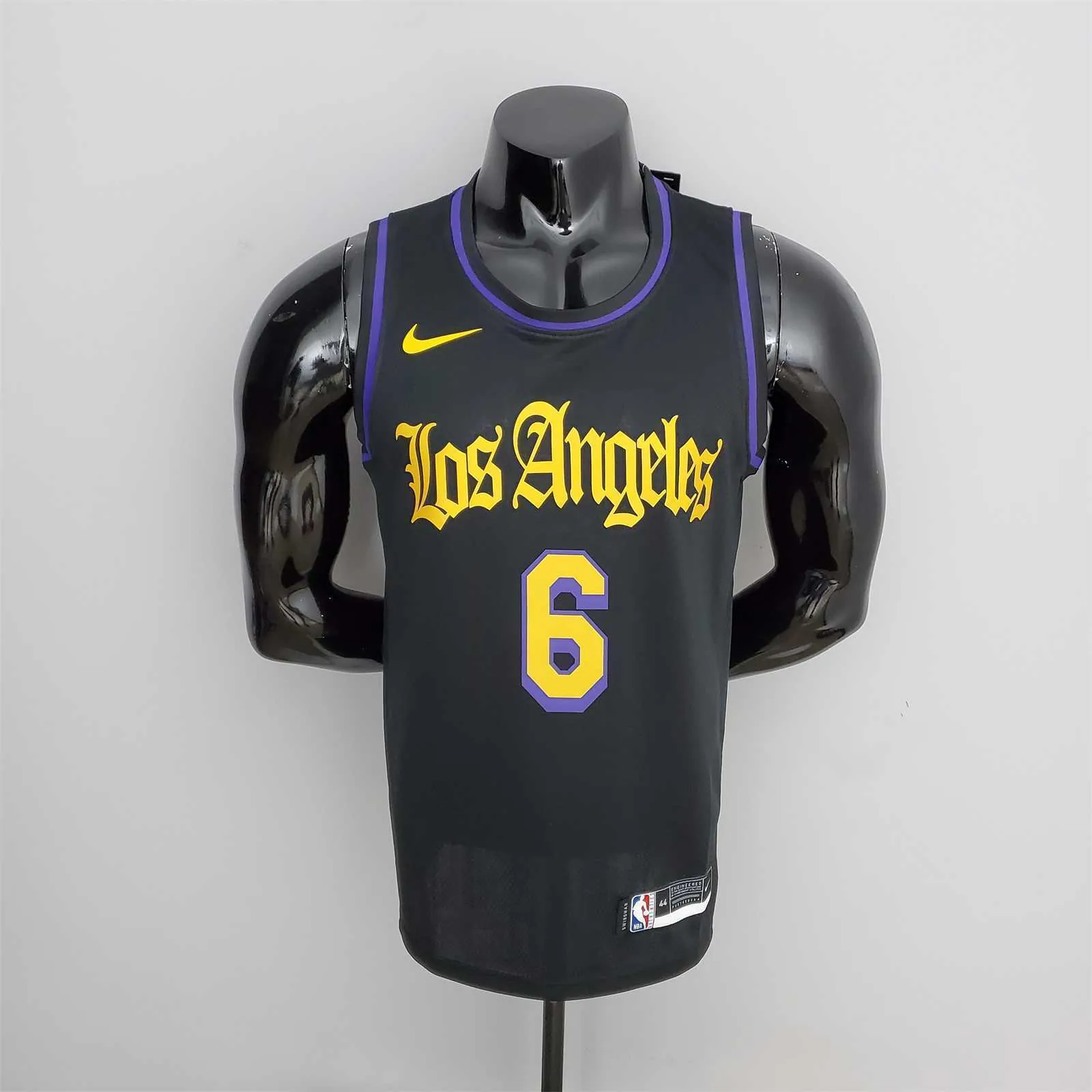 2021 JAMES#6 Los Angeles Lakers Black Latin Black NBA Jersey 9
