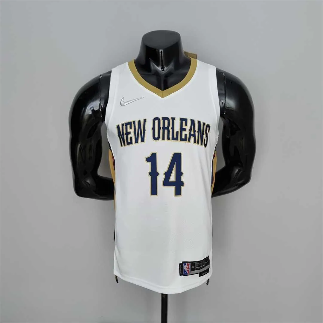 75th Anniversary New Orleans Pelicans Ingram #14 White NBA Jersey 11