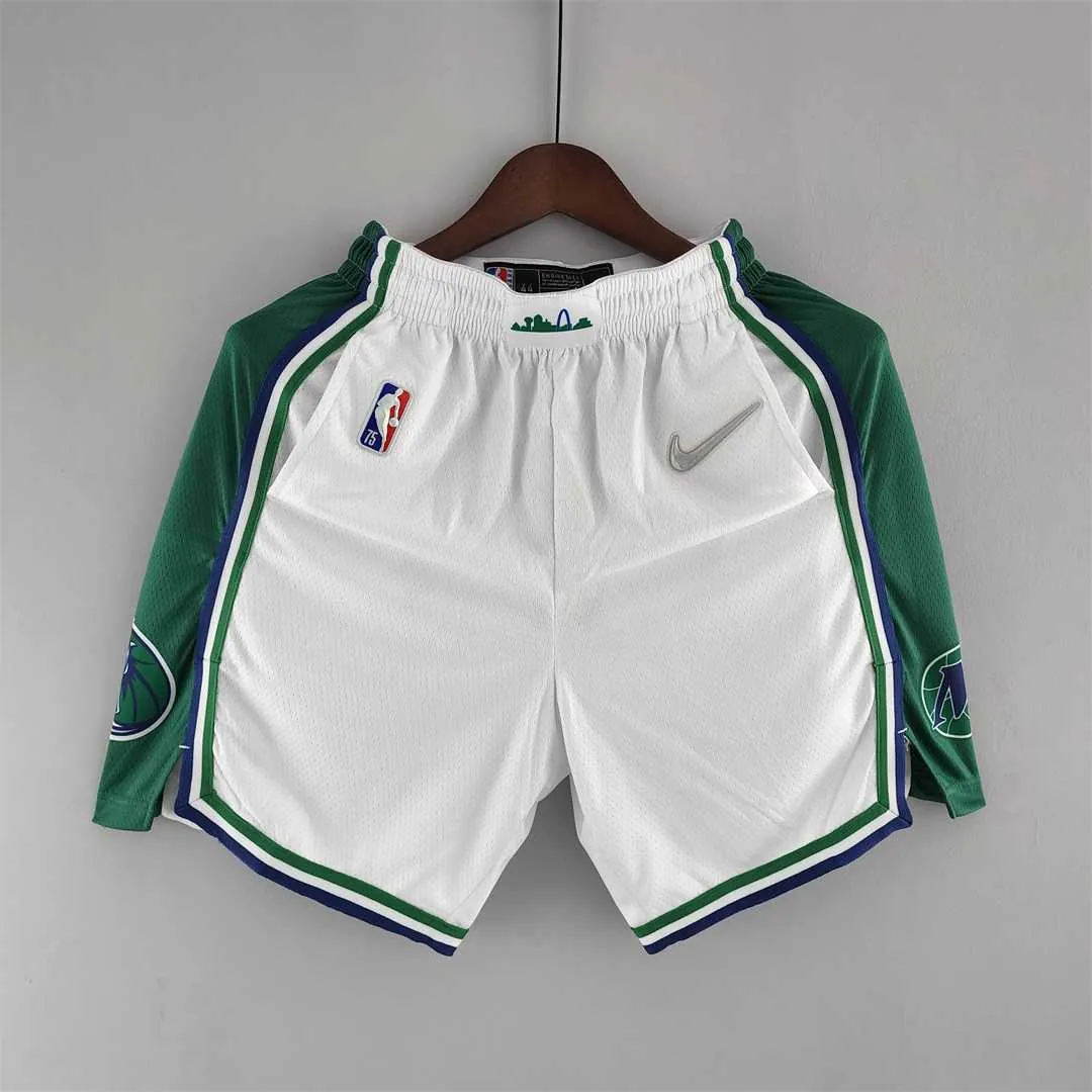 2022 Dallas Mavericks Urban Edition NBA Shorts White Green Trim 9