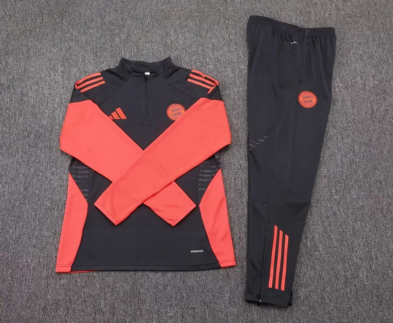 25-26 Bayern Munich Black&Orange Training Kits Long Football Tracksuits 2