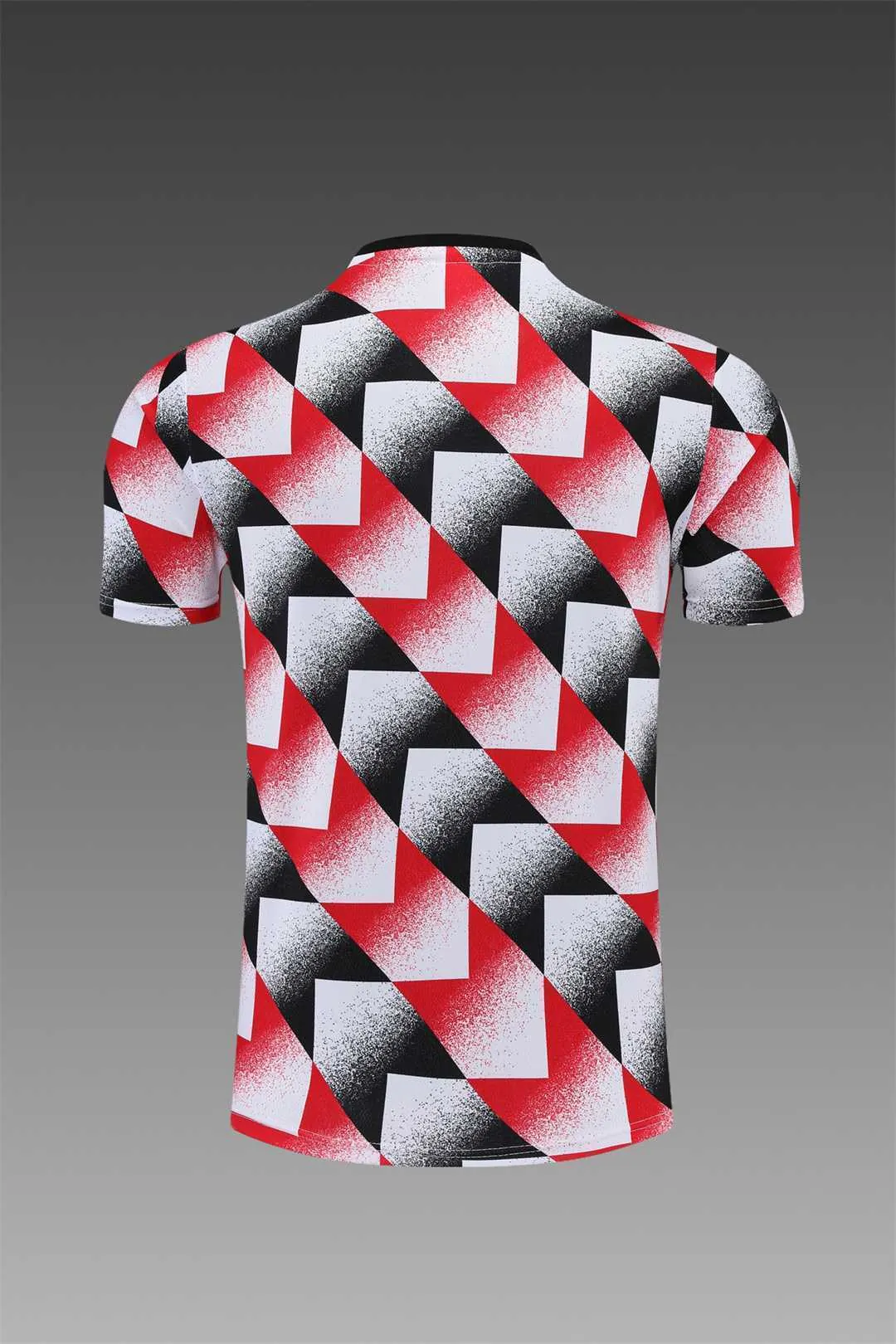 22-23 Manchester United training suit short sleeve kit red black and white color matching 8
