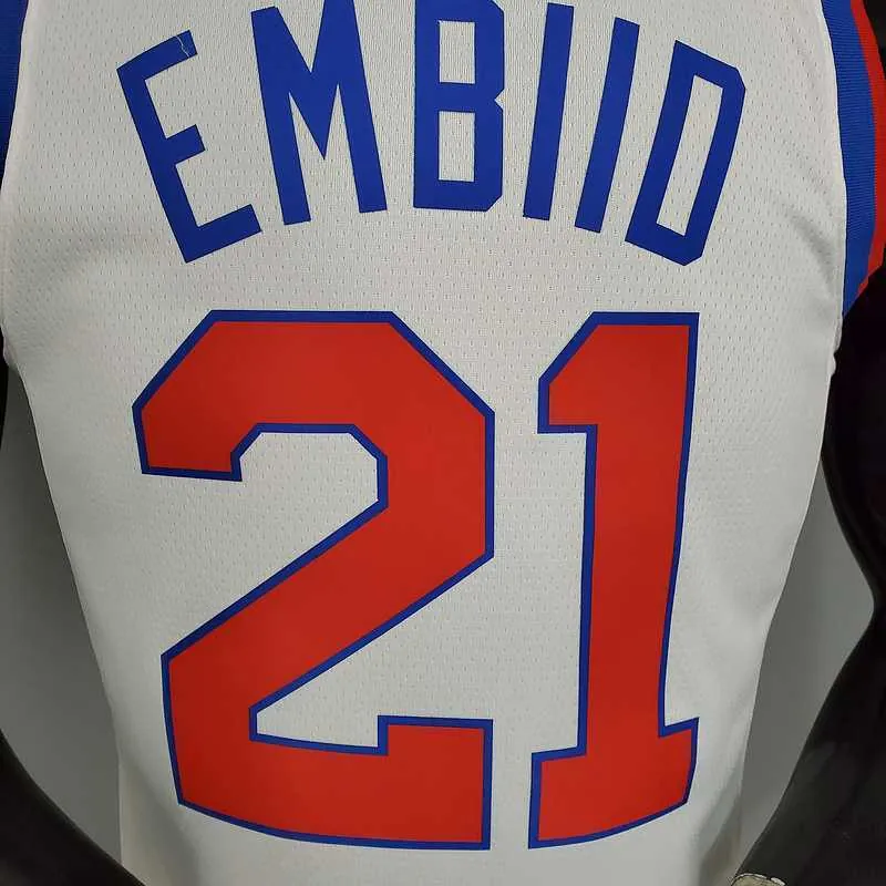 2021 76ers cursive retro limited EMBIID#21 white 3