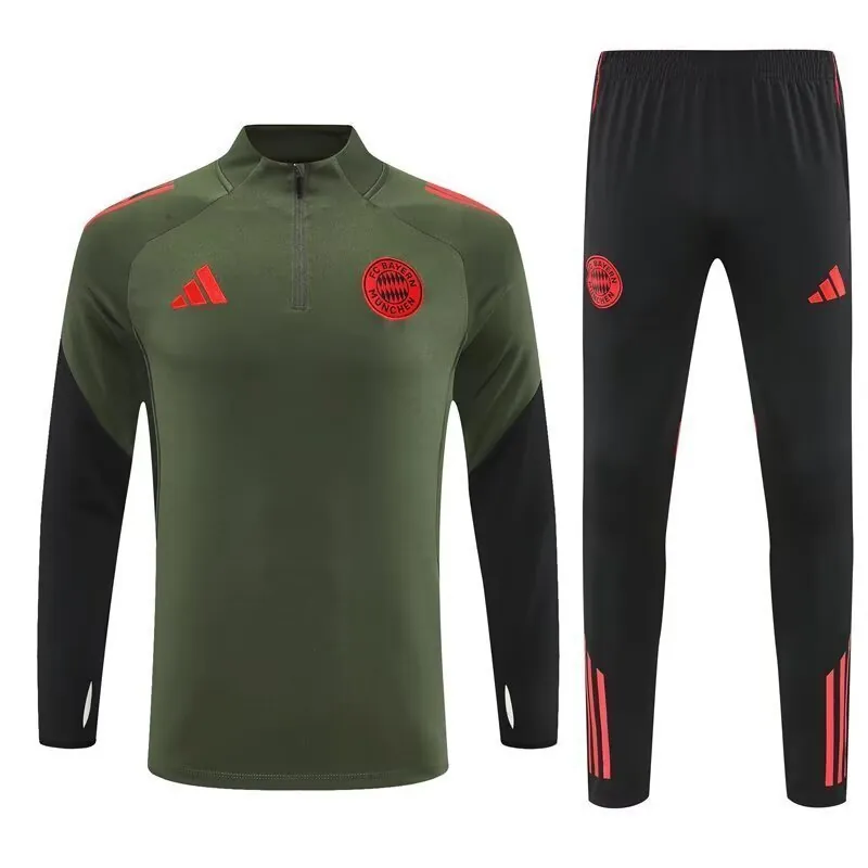 25-26 Bayern Munich Green Training Kits Long Football Tracksuits 3
