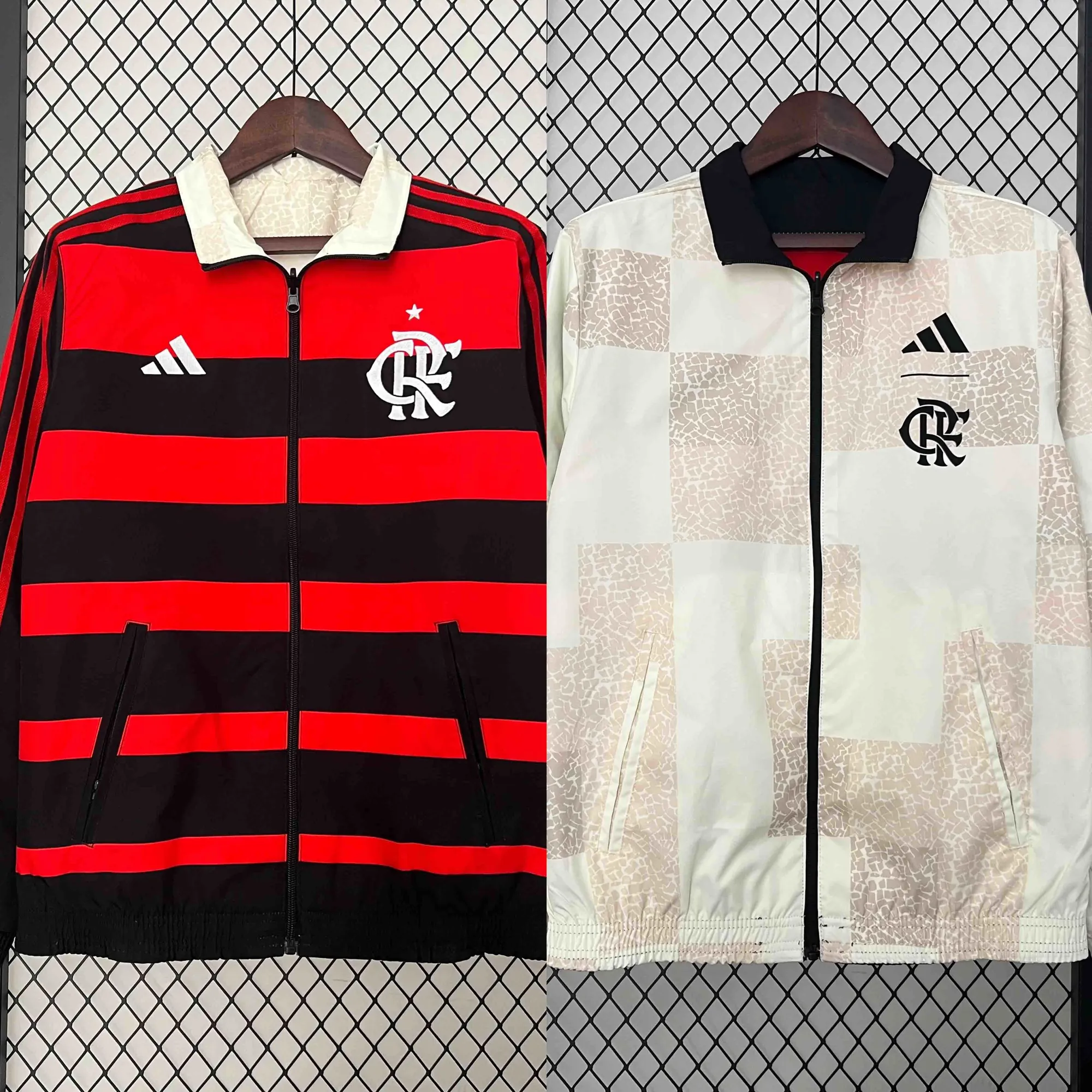 23-24 Flamengo Trench Coat Reversible Windbreaker Double-Sides Jacket Soccer Yupoo 13
