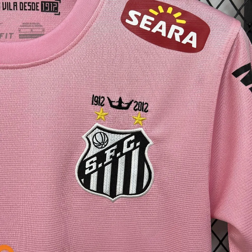 11-12 Santos Pink Retro Kit Vintage Football T-Shirt AAAAJersey Dropship Yupoo 4
