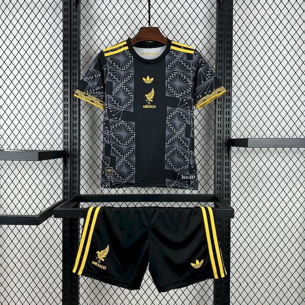 2025 Mexico Gold- Black Kids Kit Youth Apparels Soccer AAAAJersey Yupoo 8