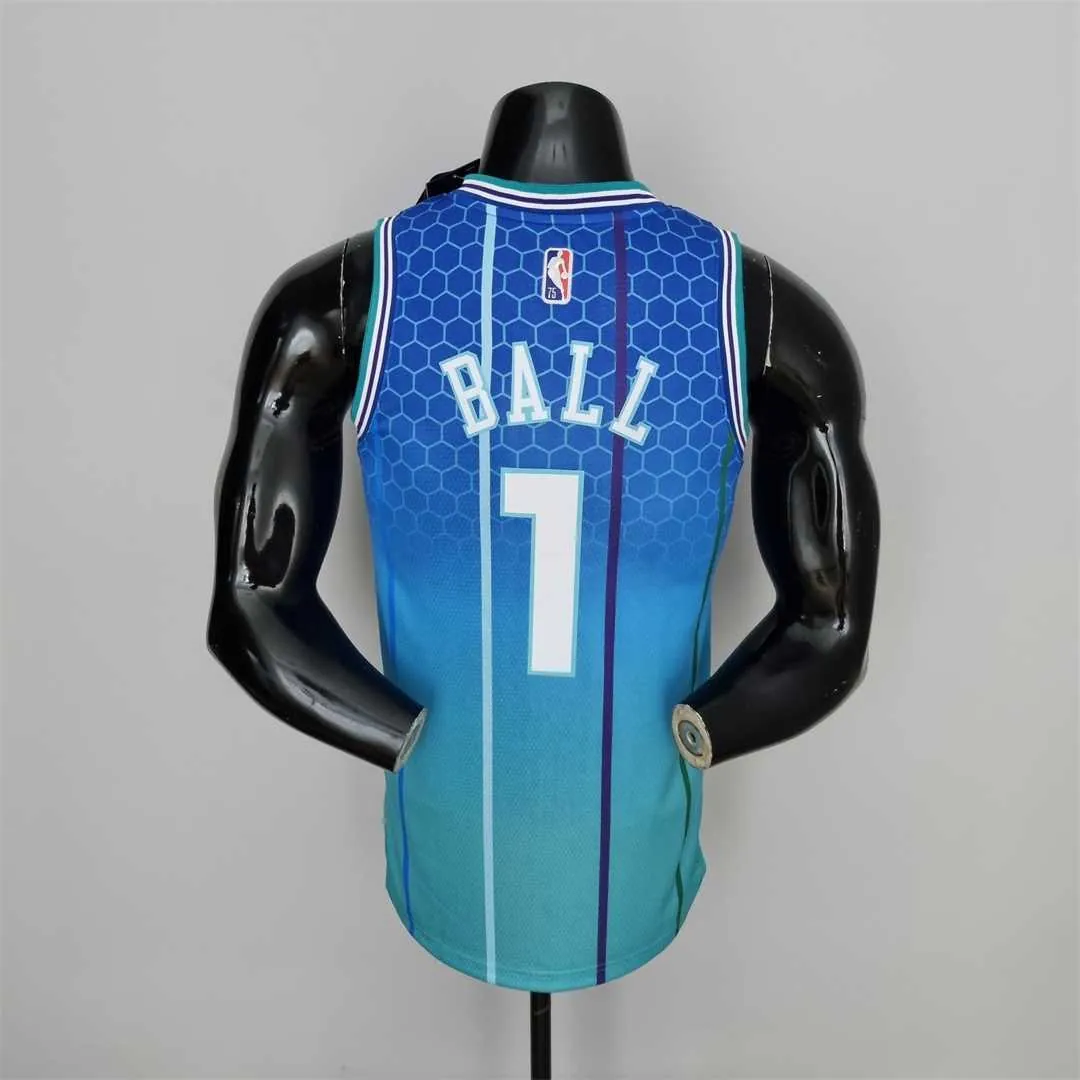 2022 BALL#1 Charlotte Hornets City Edition Blue NBA Jersey 5
