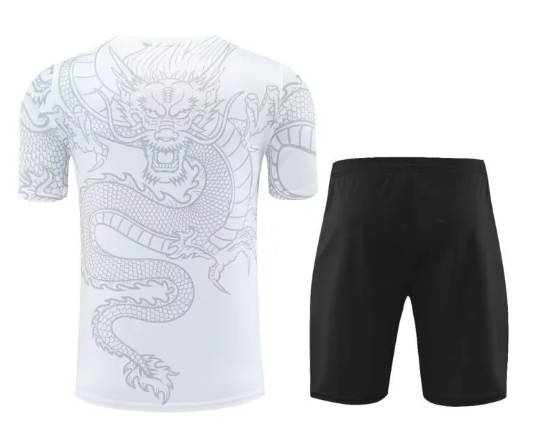 24-25 Real Madrid White Dragon Training Kits(Top+Shorts) Football Replicas Yupoo 3