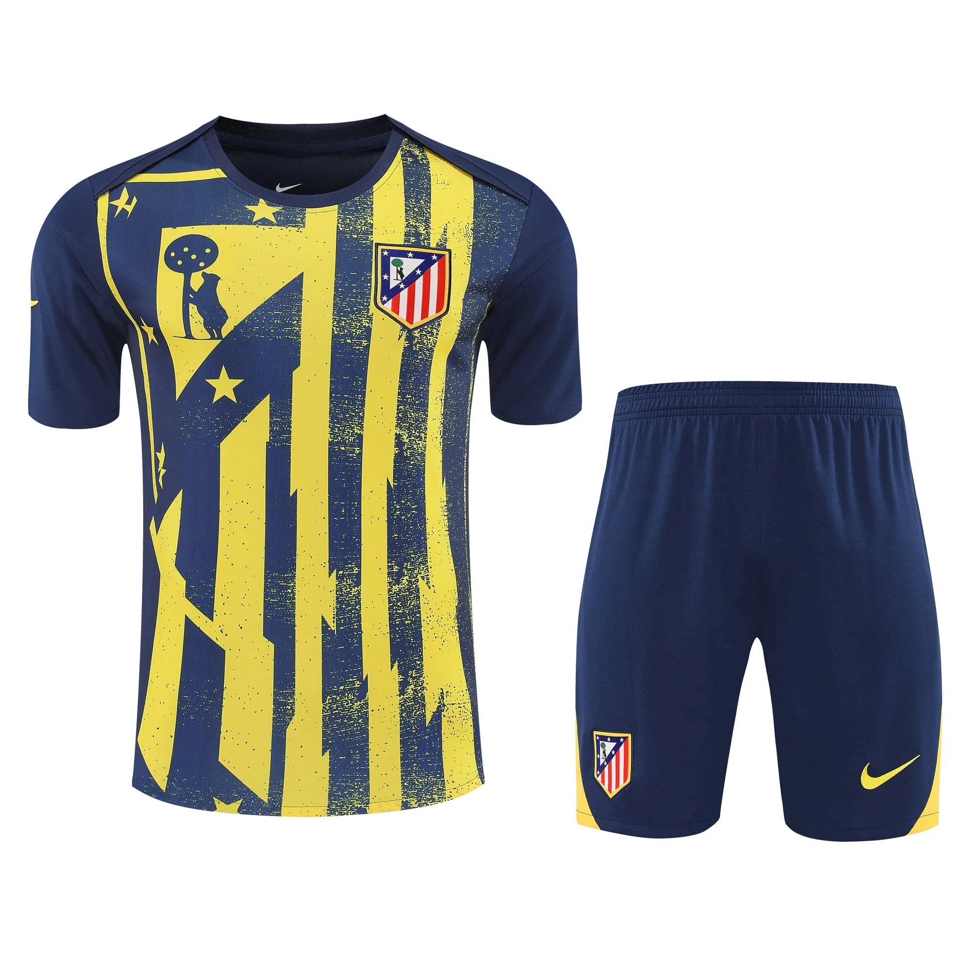 25-26 Atletico Madrid Navy&Yellow Training Kits Football Tracksuits 6