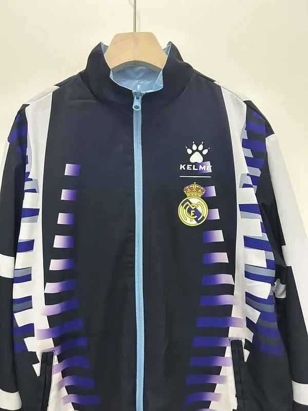 97-98 Real Madrid Retro Trench Coat Reversible Windbreaker Double-Sides Jacket 4