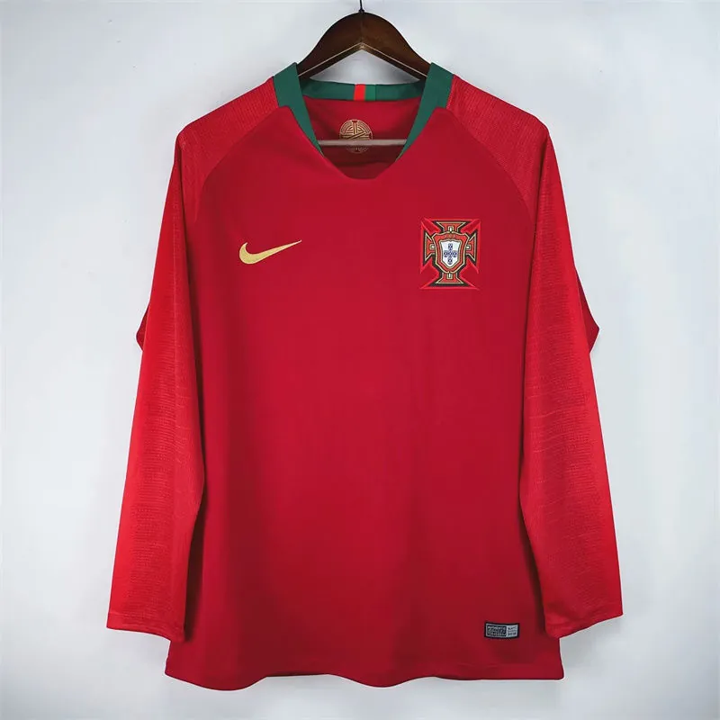 2018 Portugal Home Retro Long Sleeve Kit Vintage Shirt Sino AAAAJersey Supply Yupoo 2