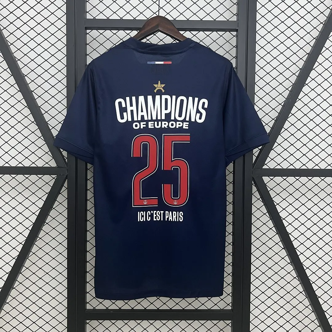 24-25 PSG Home Champions of Europe 2025 Kit Football T-Shirt AAAAJersey Wholesale Yupoo-1 6