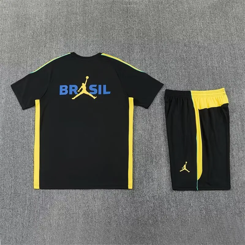 2026 Jordan Brazil Mens Kit Black with Yellow Training Suit Yupoo 6 6