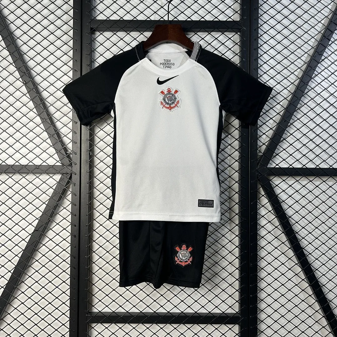 25-26 Corinthians Home Kid Kits Youth Apparels Soccer AAAAJersey Yupoo 8