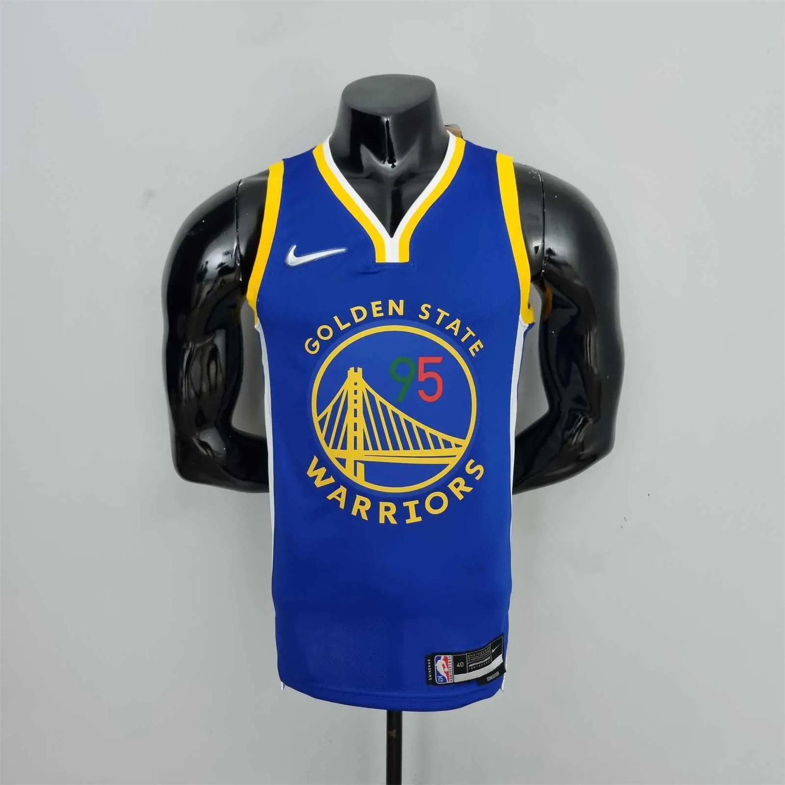 75th Anniversary Toscano#95 Golden State Warriors Mexico Exclusive Blue NBA Jersey 10