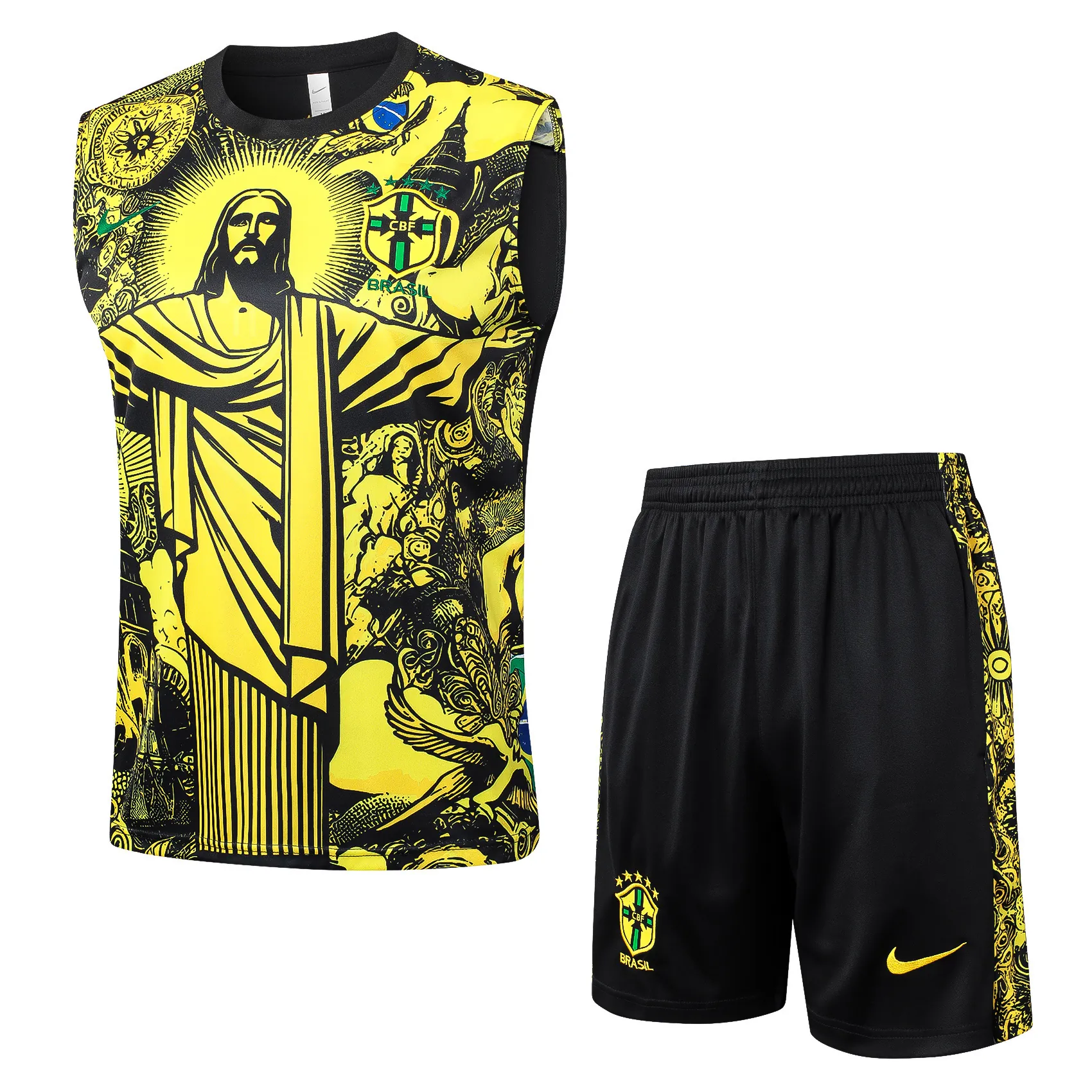 2024 Brazil Christ the Redeemer Yellow Vest Kit Soccer AAAAJersey Yupoo 4