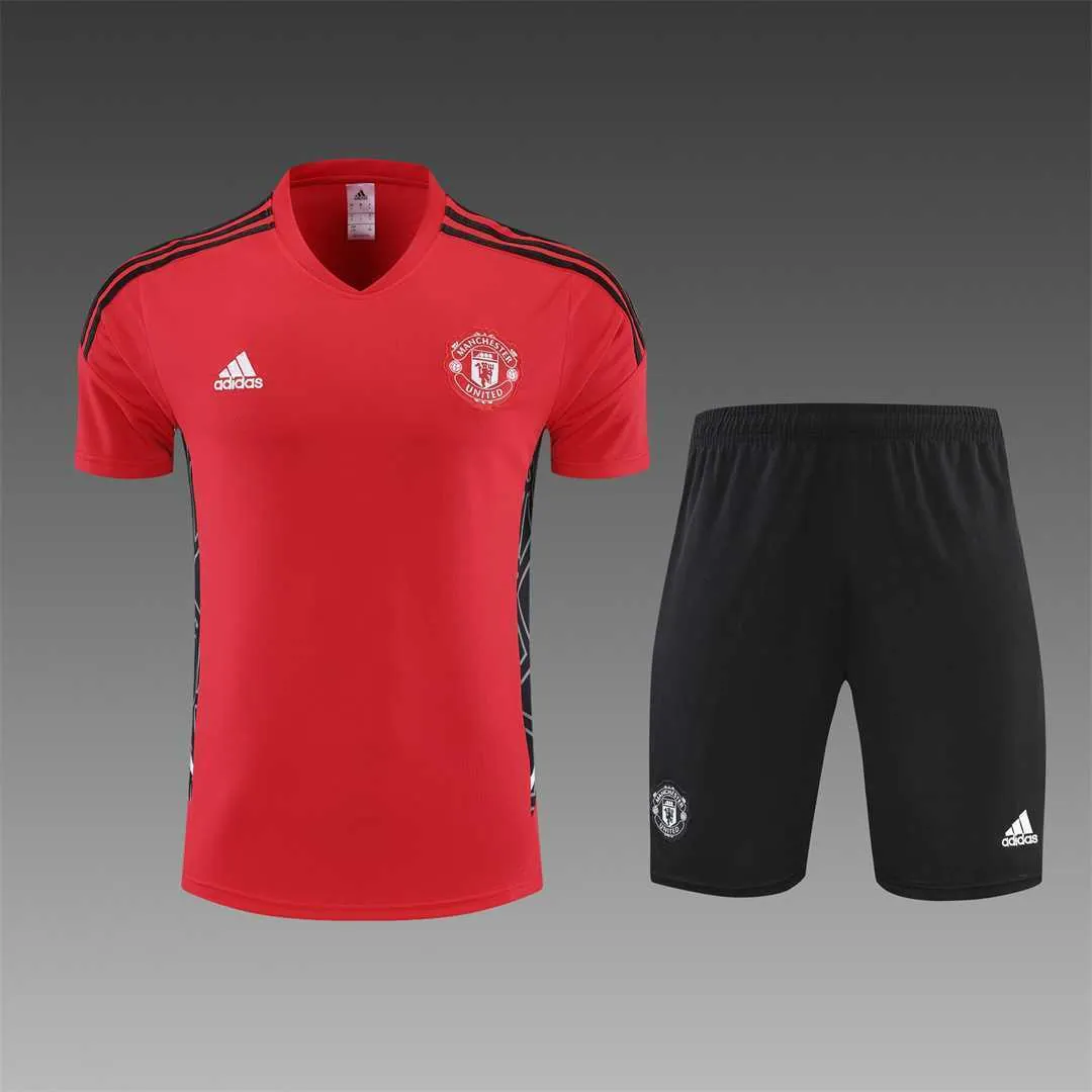 22-23 Manchester United Training Suit Short Sleeve Kit Red 16