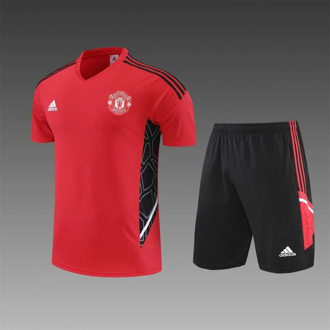 22-23 Manchester United Training Suit Short Sleeve Kit Red 19