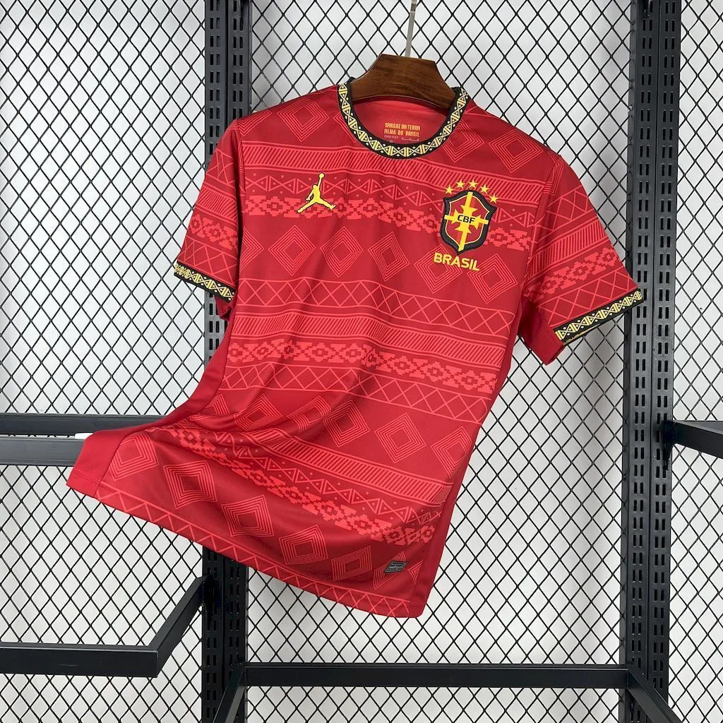 2025 Brazil x Jordan Red Special Edition T-Shirt Football Apparels Soccer AAAAJersey Yupoo 5