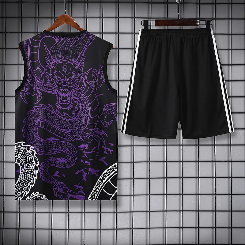 24-25 Real Madrid Purple Dragon Training Vest Kits(Top+Shorts) Football Replicas Yupoo 1