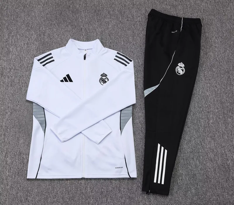 25-26 Real Madrid White&Black Training Kits Long Football Tracksuits 1