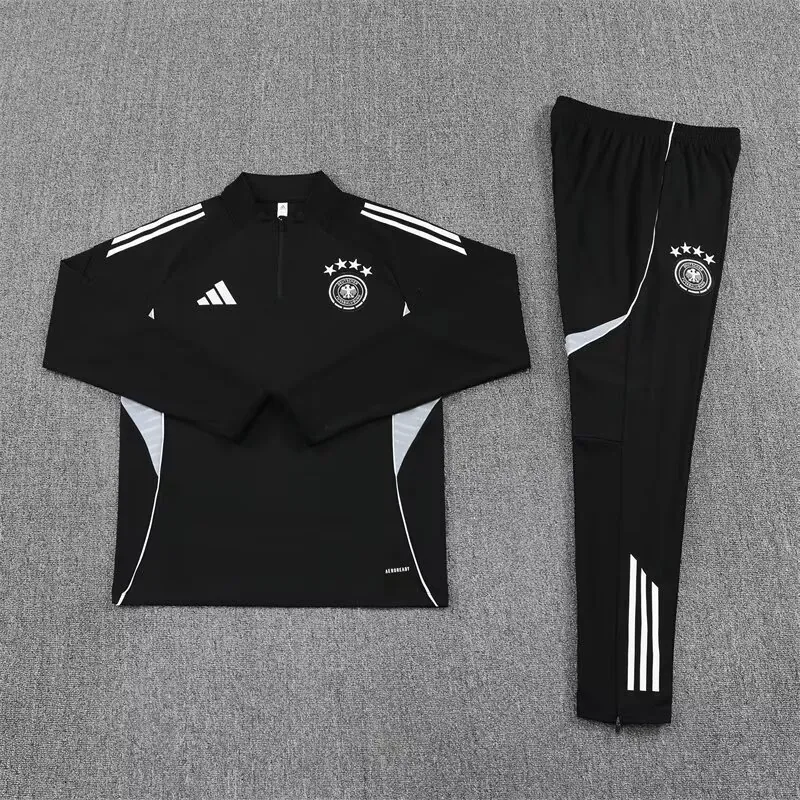 25-26 Germany Black Training Kits Long Football Tracksuits 1