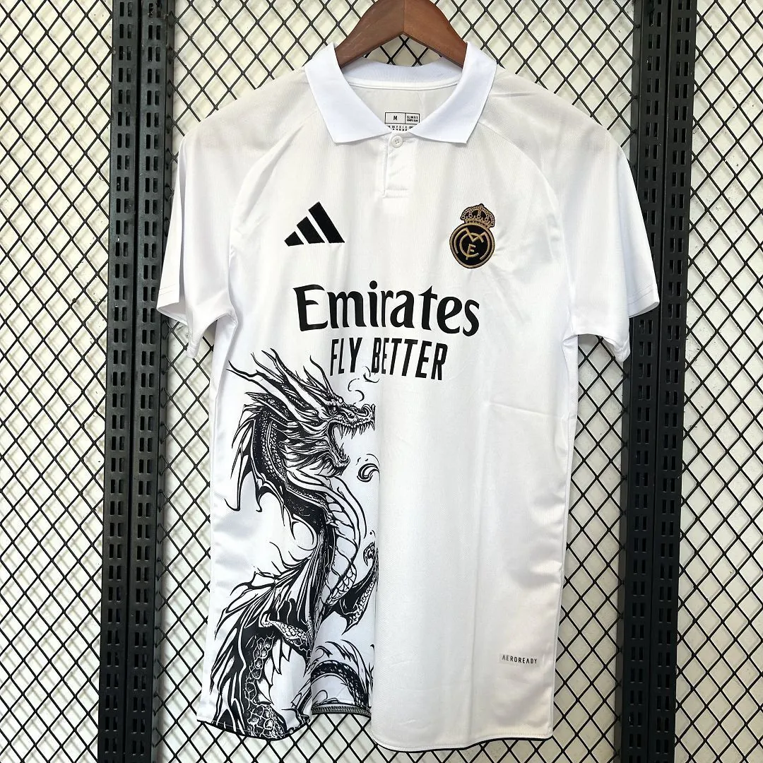 25-26 Real Madrid White Dragon Special Edition Shirt Football Tee AAAAJersey Supply Yupoo 7
