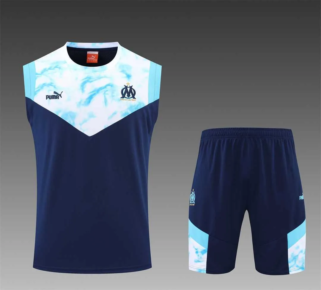 22-23 Marseille vest training suit kit dark blue white 15