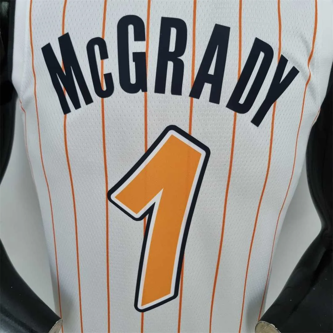 75th Anniversary Orlando Magic McGrady #1 White and Orange NBA Jersey 7