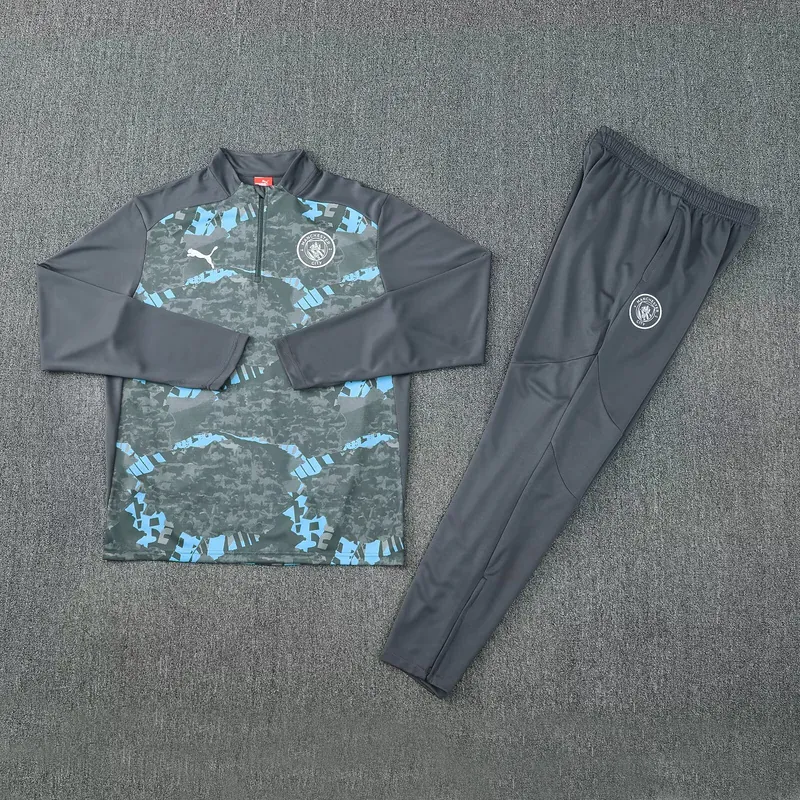 25-26 Manchester City Training Kits Long Grey Football Tracksuits 1