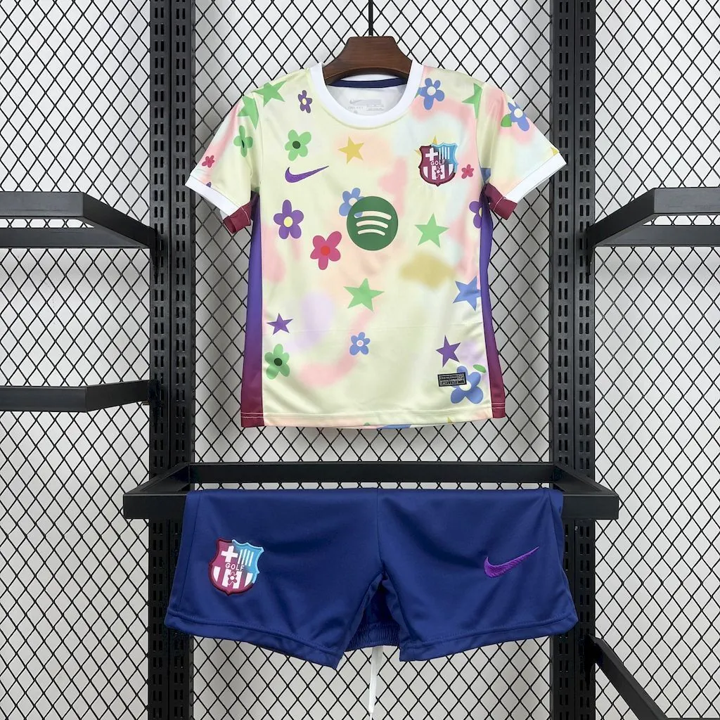 25-26 Barcelona Flower Special Edition Kid Kits Youth Apparels AAAAJersey Supply Yupoo 11