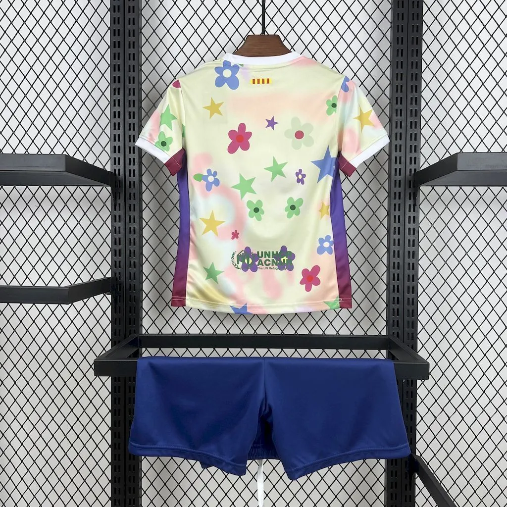 25-26 Barcelona Flower Special Edition Kid Kits Youth Apparels AAAAJersey Supply Yupoo 1