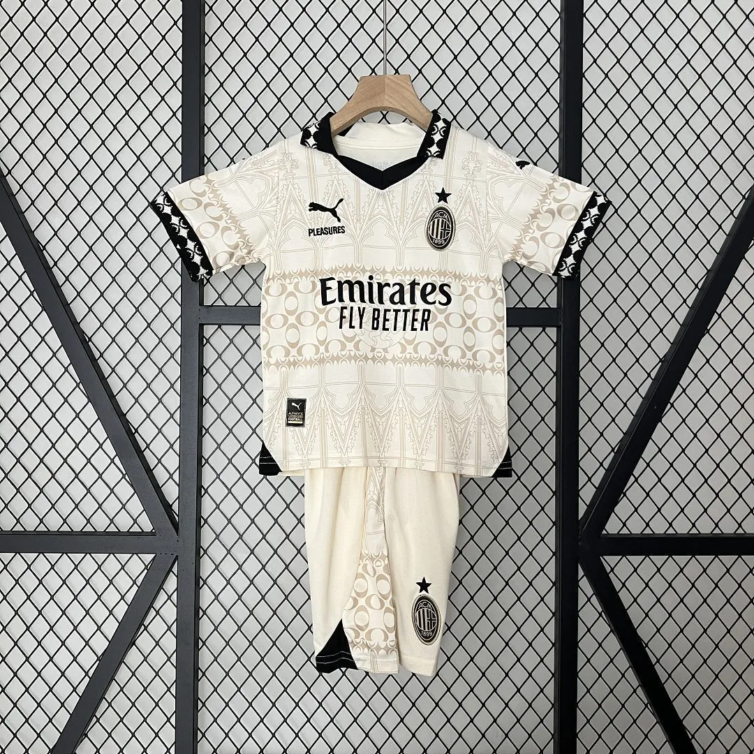 24-25 AC Milan Fouth Kid Kits Beige Children Sets Jersey Supplier Yupoo 8