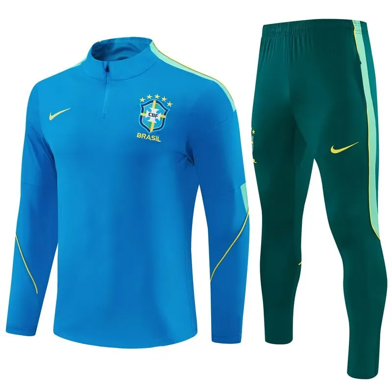 2026 Brazil Mens Kit Blue Half Pull Training Suit Yupoo 7 2