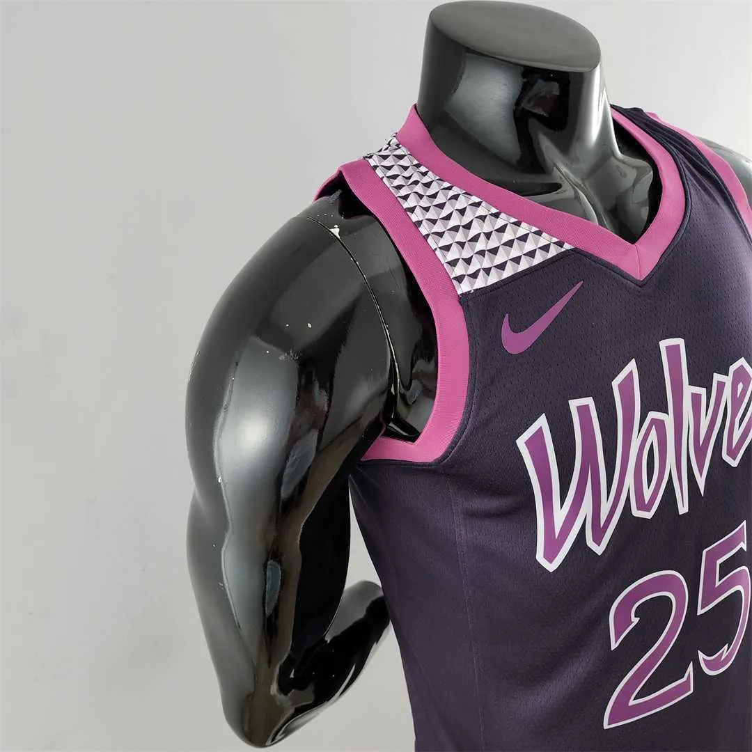 Minnesota Timberwolves ROSE#25 Black and Purple NBA Jersey 6