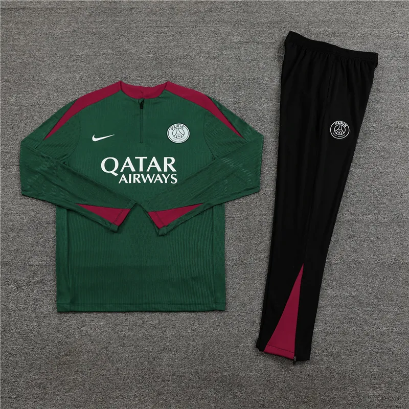 24-25 PSG Long Sleeve Tracksuit Green Training Suits Football AAAAJersey Yupoo 2