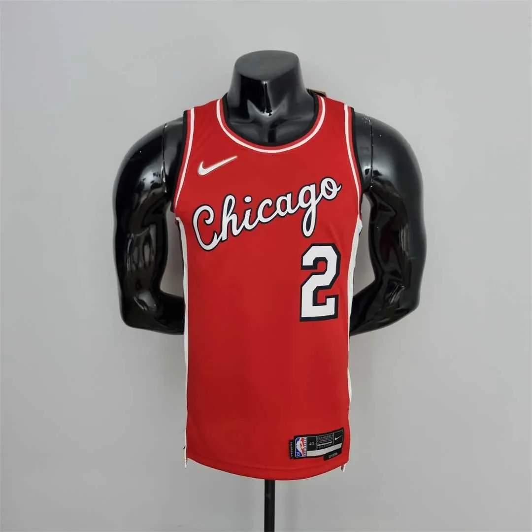 75th Anniversary 2022 Season Chicago Bulls BALL #2 City Edition Red NBA Jersey 10