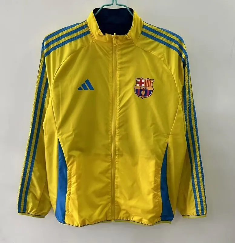 25-26 Barcelona Yellow&Blue Trench Coat Reversible Windbreaker Double-Sides Jacket 2