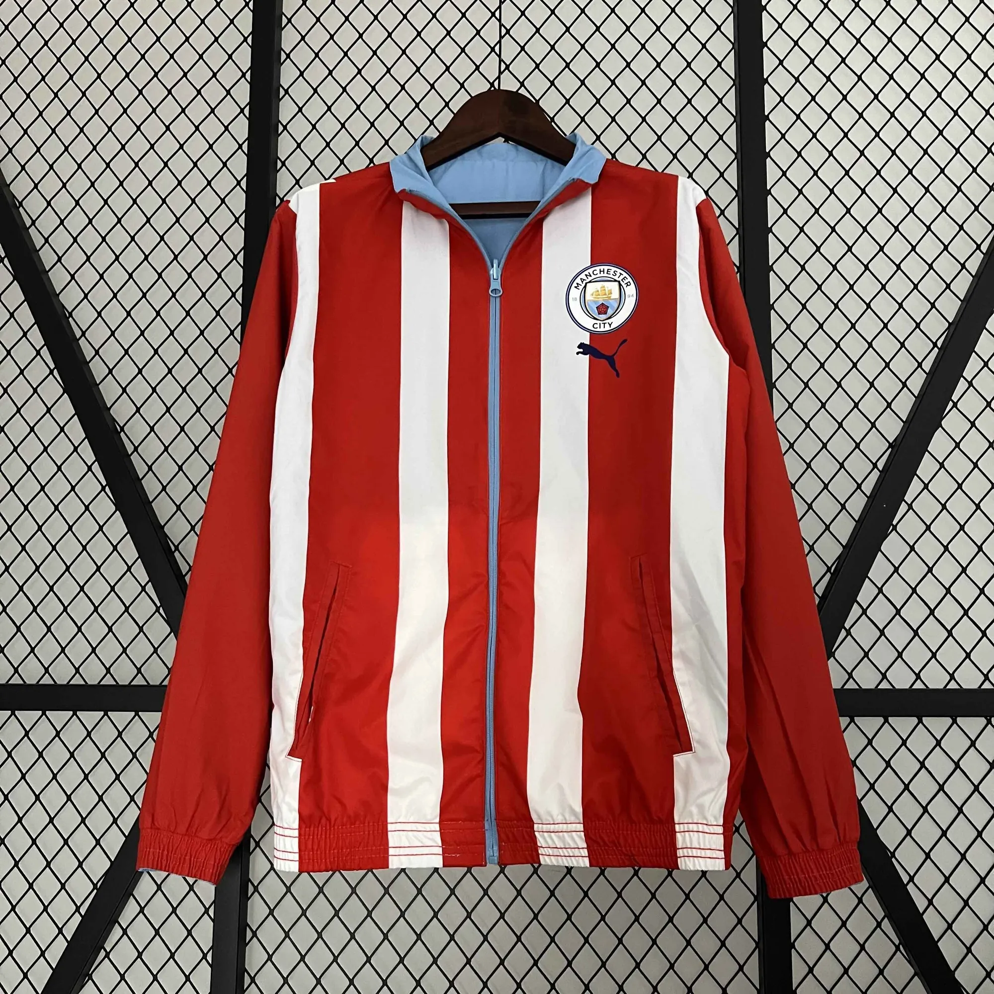 23-24 Manchester City Reversible Windbreaker Red&Blue Double-Sides Jacket Soccer Jerseys For Sa 3