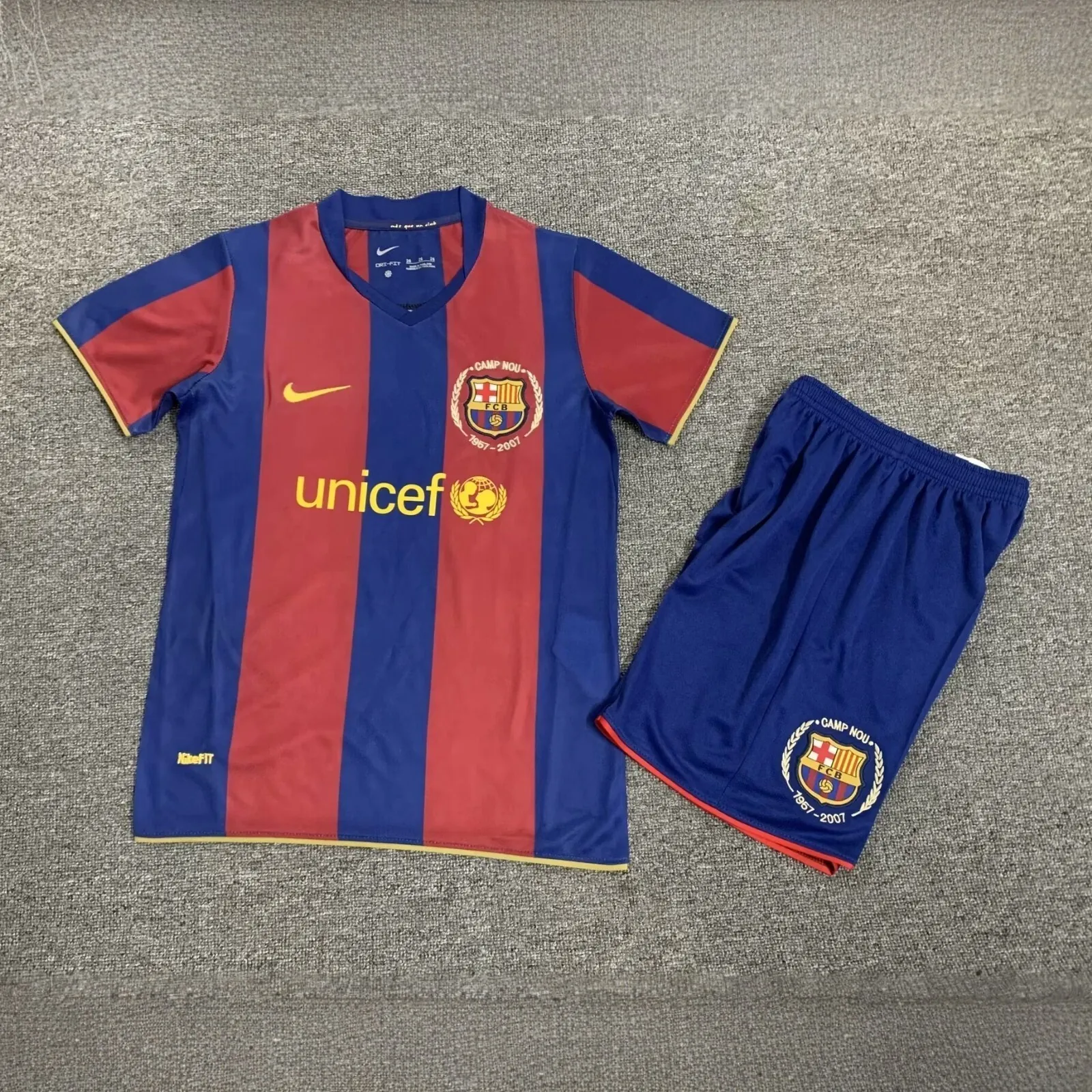 07-08 Barcelona Home Retro Kids Kits Children Sets Football AAAAJerseys Yupoo 2