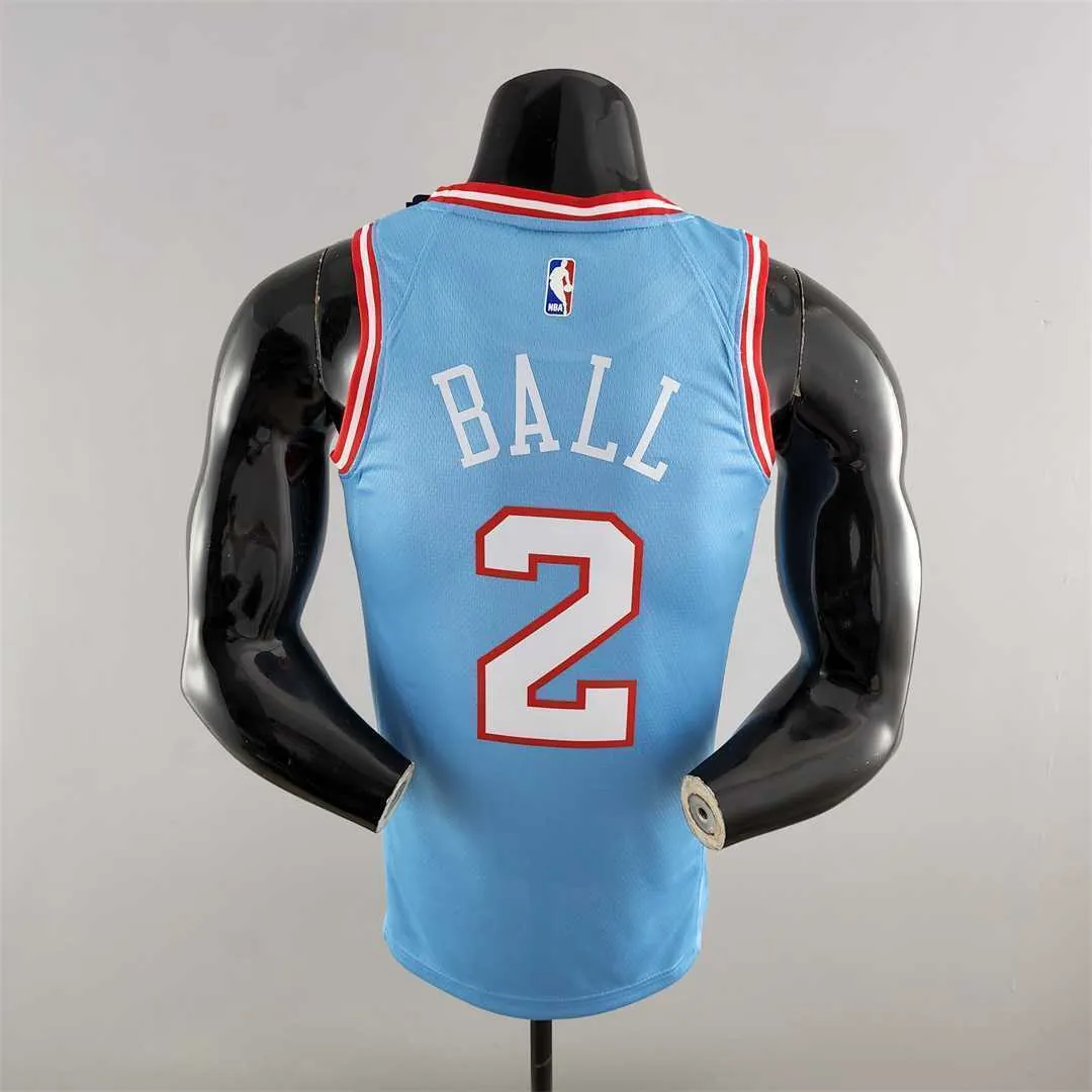 Chicago Bulls BALL#2 Blue NBA Jersey 4