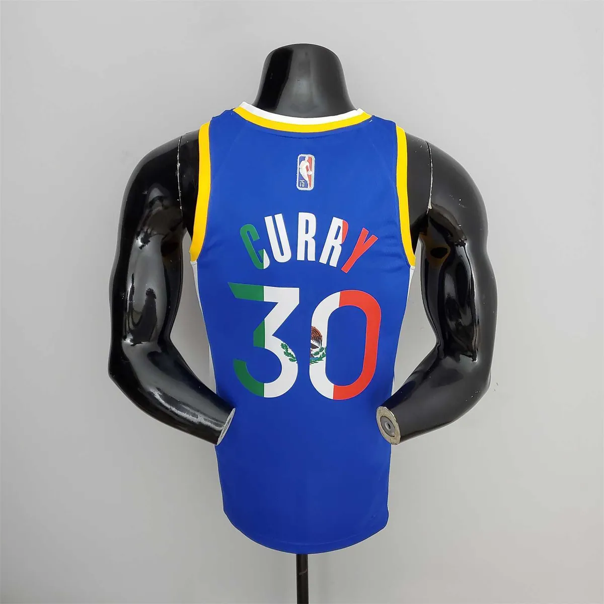 75th Anniversary Golden State Warriors Curry #30 Mexico Edition Blue NBA Jersey 3