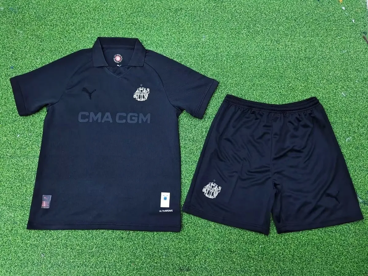 24-25 Marseille 125-Year Anniversary Black Kids Kits Youth Apparels AAAAJersey Supplier Yupoo 2