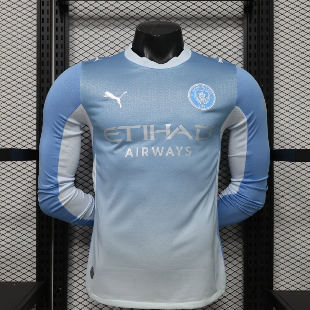26-27 Manchester City Home Kit Player Version Football Long Sleeve Shirt AAAAJersey Dropship Yupoo 1 6