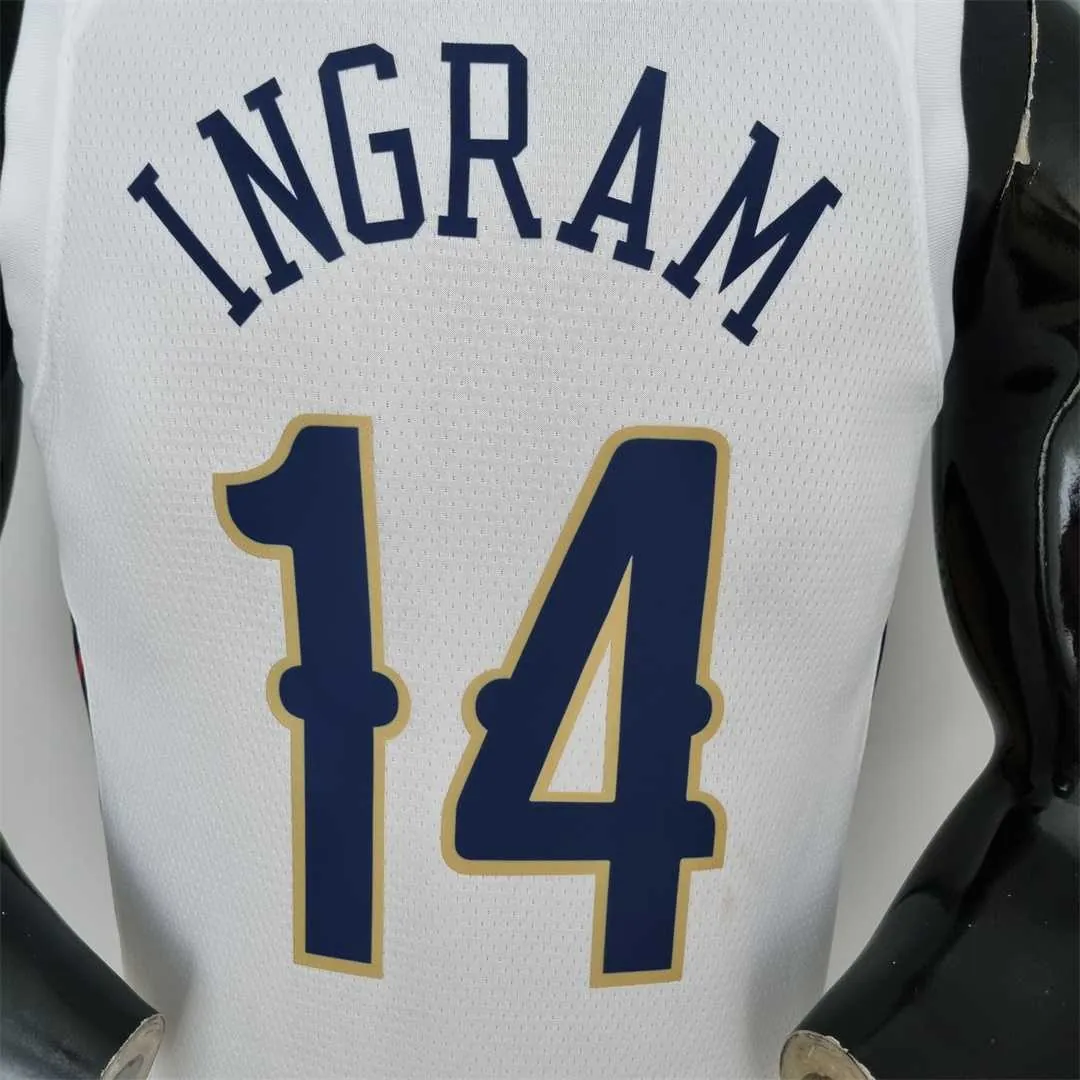 75th Anniversary New Orleans Pelicans Ingram #14 White NBA Jersey 7