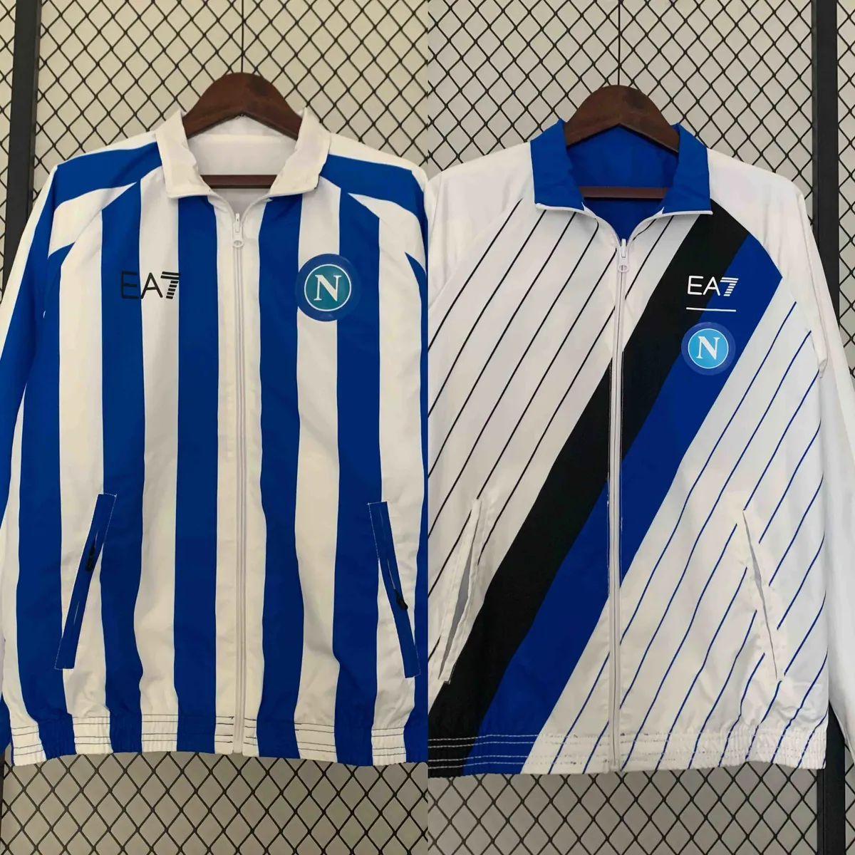 23-24 Napoli Reversible Windbreaker White&Blue Double-Sides Jacket Soccer Jerseys For Sale 7