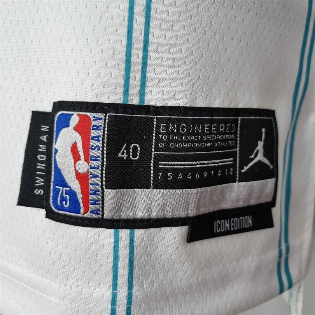 75th Anniversary BALL #1 Charlotte Hornets White NBA Jersey 2