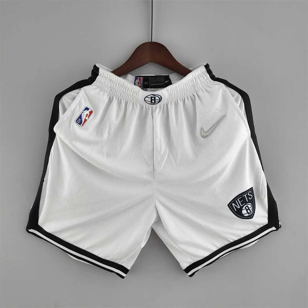 75th anniversary Brooklyn Nets White NBA shorts 10